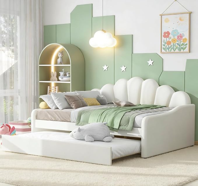 Photo 1 of HEAD BOARD ONLY***^ Bellemave Full daybed with Trundle for Adults, Kids, Girls, Teens, Full Size Corner daybed with Trundle for Living Room, Velvet, Beige