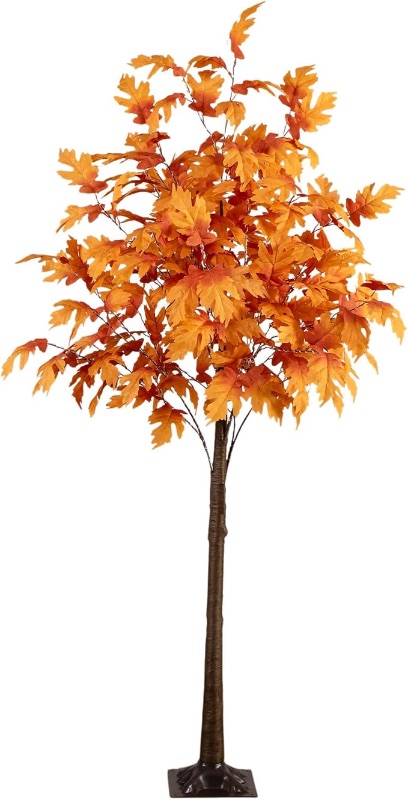 Photo 1 of Nearly Natural 7ft Pre-Lit Autumn Maple Artificial Fall Tree with 450 Warm White LED Lights