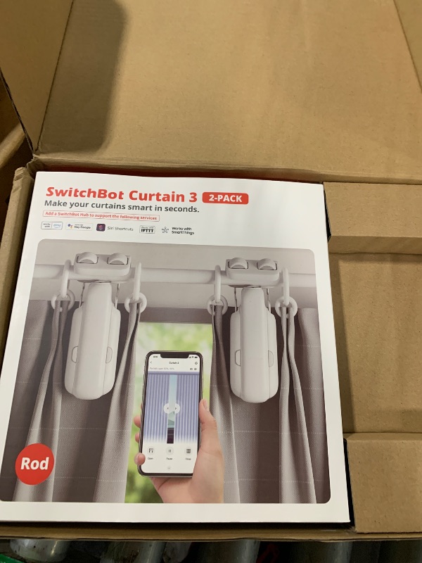 Photo 1 of ***FACTORY SEALED***SwitchBot Smart Automatic Curtain Opener 2 Pack with Hub Mini - WiFi Remote Control with App/Timer, Performance Upgrade, Compatible with Alexa, Google Home, HomeKit