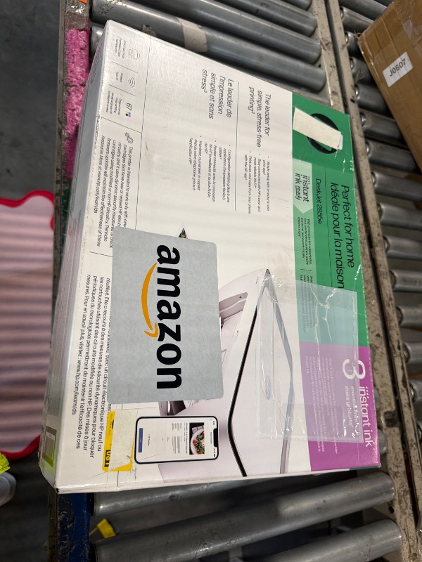 Photo 1 of ***ITEM IS DIRTY AND DAMAGED*** HP DeskJet 2855e Wireless All-in-One Color Inkjet Printer, Scanner, Copier, Best-for-home, 3 month Instant Ink trial included. This printer is only 2.4 ghz capable. (588S5A)