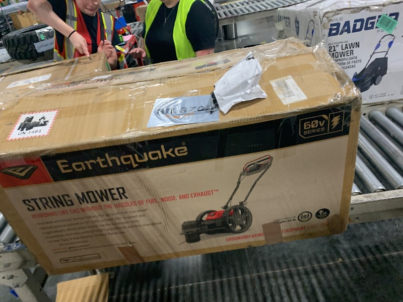Photo 1 of *** very used / missing park **
Earthquake 60V Walk Behind String Mower, Includes Two 4Ah Batteries, 22” Cutting Diameter, Three Cutting Speed Dial, 14” Never-Go-Flat Wheels, Easy Assembly, Adjustable Handlebar, Model #44965