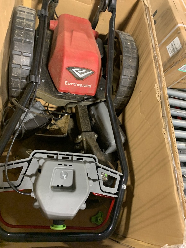 Photo 1 of *** very used / missing park **
Earthquake 60V Walk Behind String Mower, Includes Two 4Ah Batteries, 22” Cutting Diameter, Three Cutting Speed Dial, 14” Never-Go-Flat Wheels, Easy Assembly, Adjustable Handlebar, Model #44965