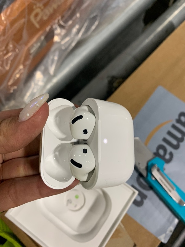 Photo 1 of ** NOT THE PROS*** Apple AirPods 4 Wireless Earbuds, Bluetooth Headphones, Personalized Spatial Audio, Sweat and Water Resistant, USB-C Charging Case, H2 Chip, Up to 30 Hours of Battery Life, Effortless Setup for iPhone