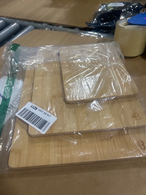 Photo 1 of ***LARGE CUTTING BOARD IS SPLIT IN HALF*** Bamboo Cutting Boards for Kitchen - Set of 3 Reversible Wood Cutting Boards with Handle, Large Medium Small Chopping Boards for Meat Vegetables Fruit Cheese Bread, Knife Friendly, 13x9.5 11x8.5 8x6