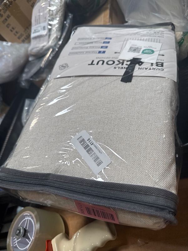 Photo 1 of 100% Blackout Linen Textured Curtains | Cream