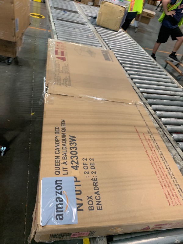 Photo 1 of ****PARTIAL SET****Merax Modern Queen Size Canopy Platform Bed with Trundle & 3 Storage Drawers,4-Post Solid Wood Bed Frame with Headboard,No Box Spring Needed for Master Bedroom,Guest Room,Small Space,White