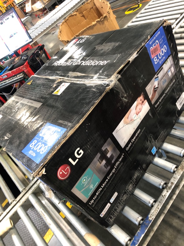Photo 1 of ***BROKEN, SOLD FOR PARTS*** LG 8,000 BTU Dual Inverter Smart Window Air Conditioner, 115V, Cools 340 Sq. Ft. for Bedroom, Living Room, Apartment, Quiet, Energy Star, works with LG ThinQ, Amazon Alexa and Hey Google, White