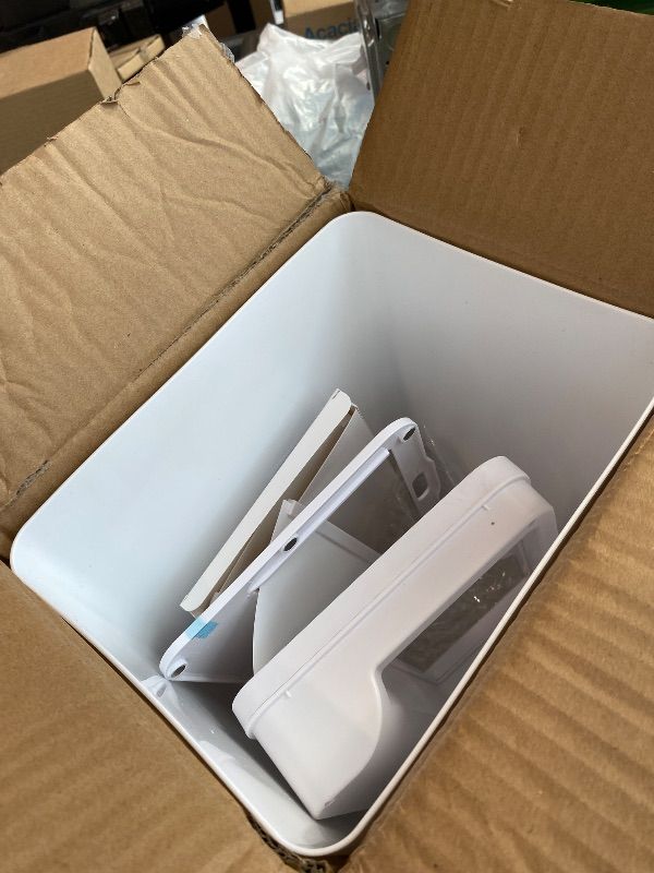 Photo 1 of [TOP OF TRASH CAN WON'T ROLL BACK] dskiley Rechargeable Motion Sensor Trash Can, 4 Gallon Bathroom Trash Can with Lid, Touchless Automatic Smart Slim Garbage Can for Narrow Spaces, Office, RV, Bedroom