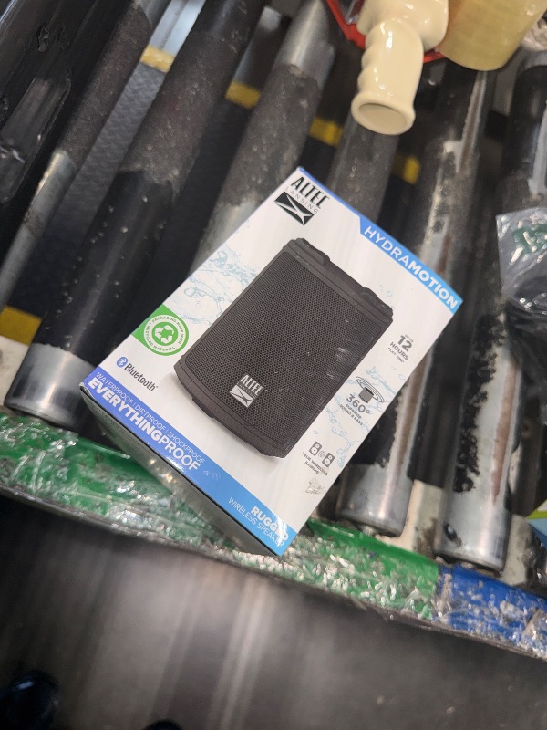 Photo 1 of ***BROKEN, SOLD FOR PARTS*** Altec Lansing - HydraMotion Wireless Bluetooth Speaker with 360 Degree Sound, Portable IP67 Waterproof for Outdoors, Shockproof, Snowproof, Everything Proof, 12 Hour Playtime (Black)