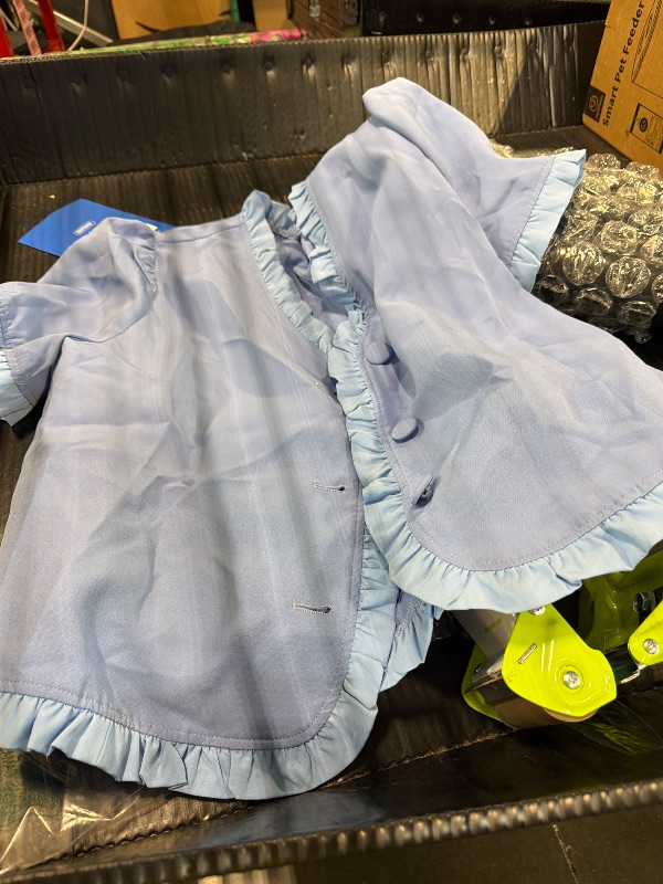 Photo 1 of ********BLUE COLOR***** Tankaneo Womens Cropped Short Puff Sleeve Tops V Neck Button Down Ruffle Trim T Shirts Summer Trendy Casual Tees 