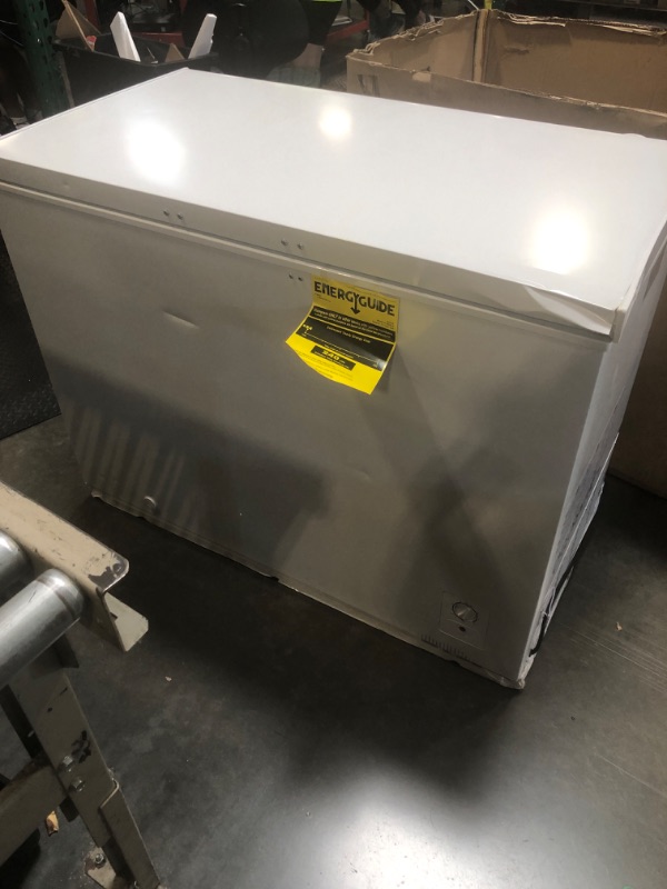 Photo 1 of *** HAS SOME DENTS****Large Chest Freezer, 12 Cu.Ft Commercial Deep Freezer with 8 Level Adjustable Temperature(-11.2°F to 10.4°F), Energy Saving Freezer with Removable Basket, Universal Wheels, White