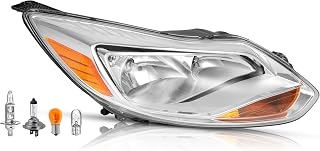 Photo 1 of ***COMPATIBLE WITH UNKNOWN MAKE AND MODEL***Headlight Assembly Right w/Bulbs Compatible with 2012-2014 Ford Focus 4-Door Halogen Front Headlamp Light Clear Lens + Chrome Housing Passenger Side Replacement for FO2503298