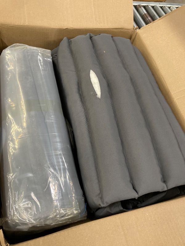 Photo 1 of ***ONE CUSHION DAMAGED -SELLING AS IS *** Kigley Outdoor Lounge Chair Cushions Set of 2, 72.8 x 24 x 2.3 Inch Patio Chaise Lounge Cushion with 3 Side Pockets Non-Slip Buckles, Fade and Water-Resistant Poolside Recliner Pads(Grey)