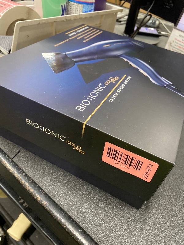 Photo 1 of *Missing attachment* Bio Ionic GoldPro Hair Dryer, Blue, Moisturizing Heat Technology & 24K Gold MX, Ultra-Powerful 1875W AC Motor, Lightweight Blow Dryer with Ergonomic Handle, Multi-Speed Settings