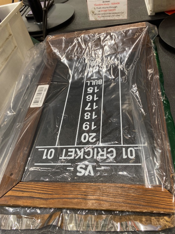 Photo 1 of *Hardware missing* VioraWhite Dart Scoreboard for Cricket and 01 Darts Games Darts Holder Wall Mount Wood Dartboard Accessories(Charcoal Brown Trim,Bottle Opener Included)