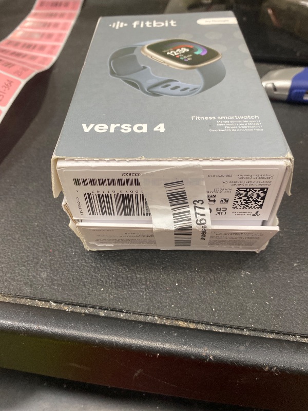 Photo 1 of **MISSING CHARGER**Fitbit Versa 4 Fitness Smartwatch with Daily Readiness - 3-Month Google Health Premium Membership Included - GPS, 24/7 Heart Rate, 40+ Exercise Modes, Sleep Tracking - Waterfall Blue/Platinum,