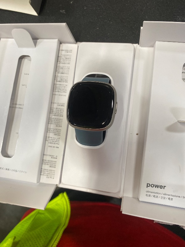 Photo 1 of **MISSING CHARGER**Fitbit Versa 4 Fitness Smartwatch with Daily Readiness - 3-Month Google Health Premium Membership Included - GPS, 24/7 Heart Rate, 40+ Exercise Modes, Sleep Tracking - Waterfall Blue/Platinum,