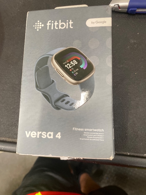 Photo 1 of **MISSING CHARGER**Fitbit Versa 4 Fitness Smartwatch with Daily Readiness - 3-Month Google Health Premium Membership Included - GPS, 24/7 Heart Rate, 40+ Exercise Modes, Sleep Tracking - Waterfall Blue/Platinum,