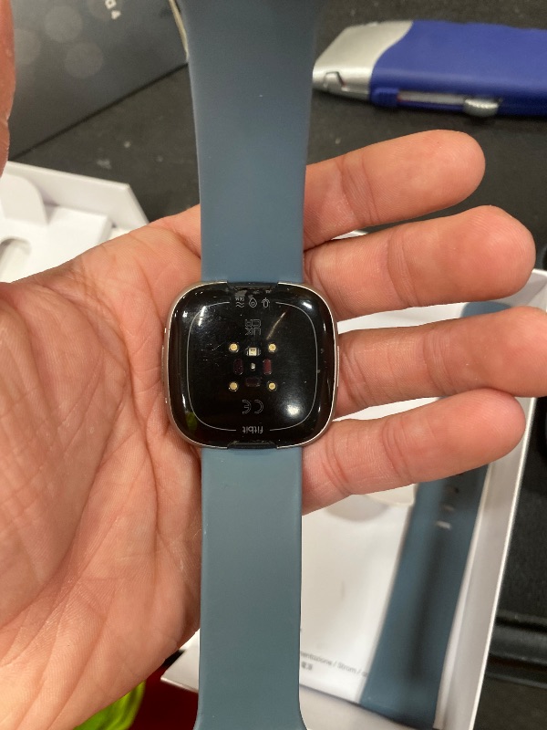 Photo 1 of **MISSING CHARGER**Fitbit Versa 4 Fitness Smartwatch with Daily Readiness - 3-Month Google Health Premium Membership Included - GPS, 24/7 Heart Rate, 40+ Exercise Modes, Sleep Tracking - Waterfall Blue/Platinum,