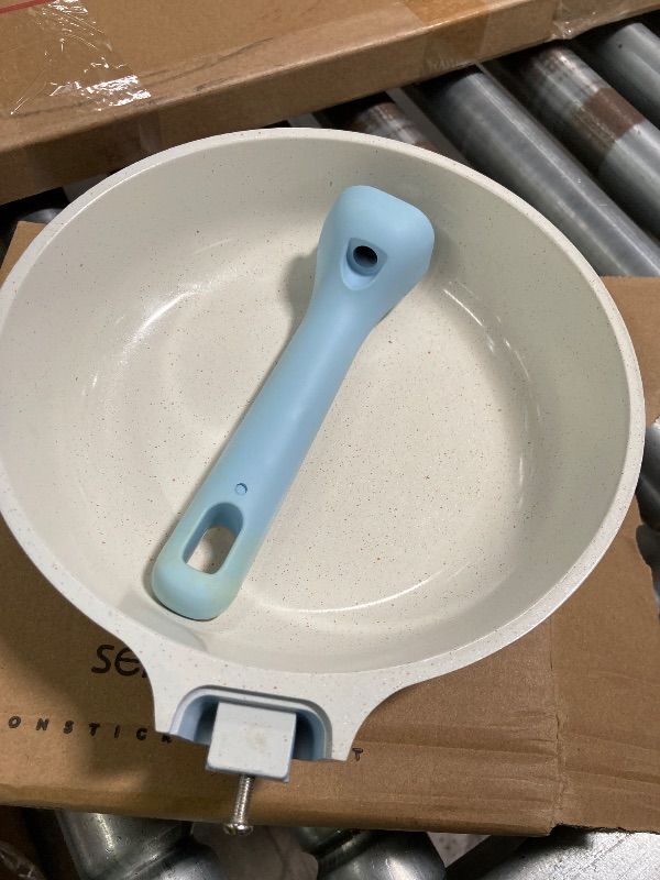 Photo 1 of **MISSING LID****SENSARTE Nonstick Ceramic Frying Pan with Lid 8 Inch Omelette Pan Skillet, Free of Intentionally Added PFAS/PTFE Non-toxic Chef's Pan Induction Compatible Pan, Heat Resistant Handle, Glacier Blue
