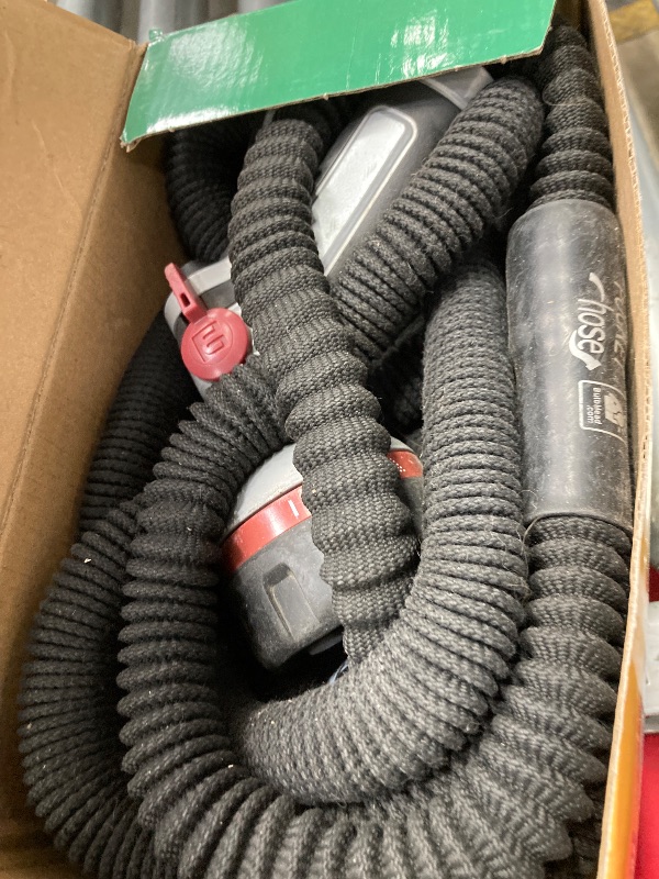Photo 1 of **Cracked**Flexi Hose with 8 Function Nozzle, 50FT - Lightweight Expandable Garden Hose, No-Kink Flexibility, 3/4 Inch Solid Brass Fittings and Double Latex Core - Black and Green