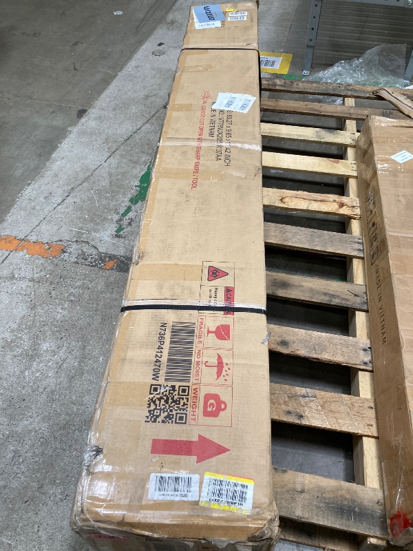 Photo 1 of ***BOX 2 OF 2 - MISSING BOX #1 -SELLING AS INCOMPLETE PARTS ONLY*** Merax King Size Upholstered Platform Bed Frame with Extra-Wide Wingback Headboard,Wood Legs,Sturdy Wooden Slats Low Profile for Bedroom