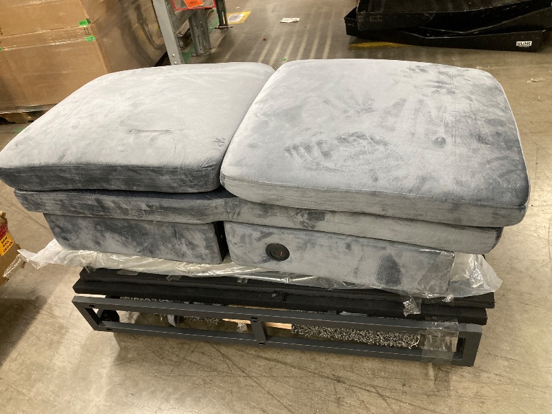 Photo 1 of ** For Parts Only***GarveeHome 84 Inch Sleeper Sofa Couch, L-Shaped Sofa, Convertible Pull Out Sofa Bed with Storage, Charging Station, Led Lights, Modern Sectional Sofa for Living Room, Apartment, Velvet, Light Grey