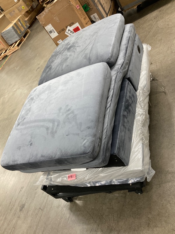 Photo 1 of ** For Parts Only***GarveeHome 84 Inch Sleeper Sofa Couch, L-Shaped Sofa, Convertible Pull Out Sofa Bed with Storage, Charging Station, Led Lights, Modern Sectional Sofa for Living Room, Apartment, Velvet, Light Grey