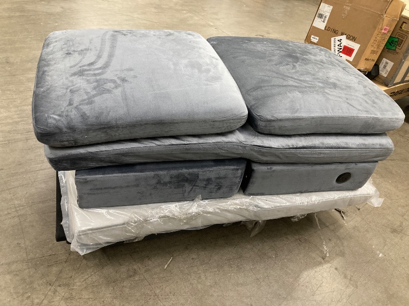 Photo 1 of ** For Parts Only***GarveeHome 84 Inch Sleeper Sofa Couch, L-Shaped Sofa, Convertible Pull Out Sofa Bed with Storage, Charging Station, Led Lights, Modern Sectional Sofa for Living Room, Apartment, Velvet, Light Grey