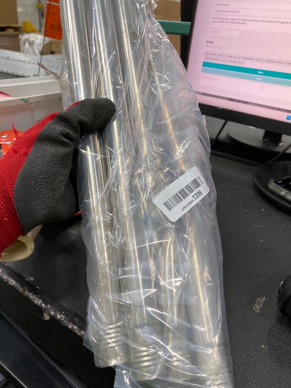 View 2 of **MISSING PARTS-ONLY***PHITRIC Flag Pole, Tangle Free Spinning Stainless Steel Rustproof Flagpole for 3x5 Sports Fan Outdoor Flags for Outside House (Silver, 5FT, Without Bracket)