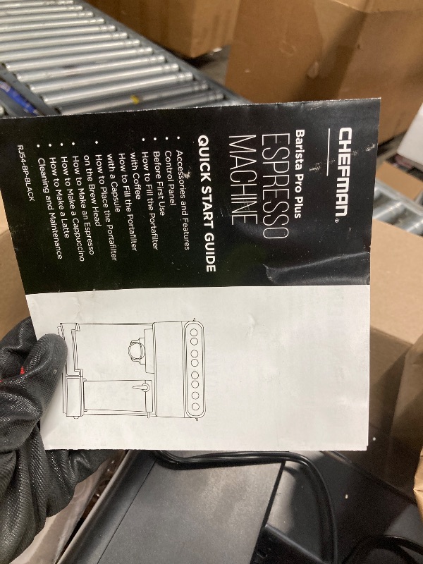 Photo 1 of ***USED*** Chefman 6-in-1 Espresso Machine with Steamer, Automatic One-Touch Coffee Maker, Single or Double Shot Cappuccino Machine, Latte Maker, Espresso Maker with Milk Frother, Black