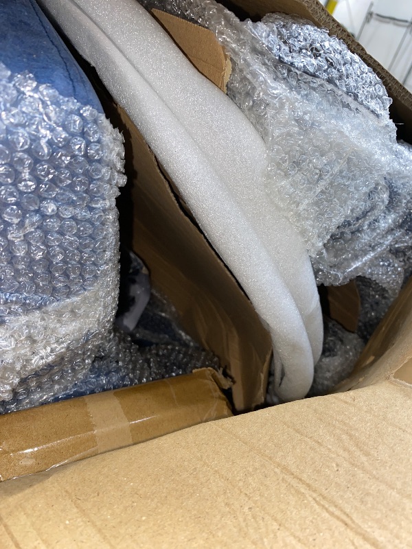 Photo 1 of ***Screws are not fitting**REONEY Counter Height Swivel Bar Stools, 24" Upholstered PU Leather Barstools Set of 2, Counter Stool Chair with Back & Solid Wood Legs for Kitchen Island Dining Room (Blue)