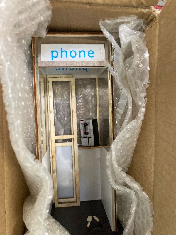 Photo 1 of **DOOR IS OFF***Depehelp Retro Vintage Tall Phonebooth Lamp Red Telephone Booth LED Night Light Mini Street Table Lamp for Bedroom Office Desk Warm Ambient Glow Nostalgic British Desk Decor