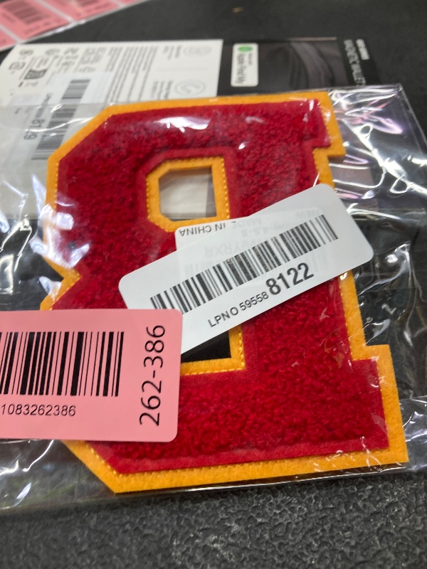 Photo 1 of 1 PCS 4.5" Red Iron On Chenille Letter Patch – Alphabet Patches for Clothing, Jackets, Backpacks, Hats for Personalized Decor, Custom Name, and Crafts. (B)