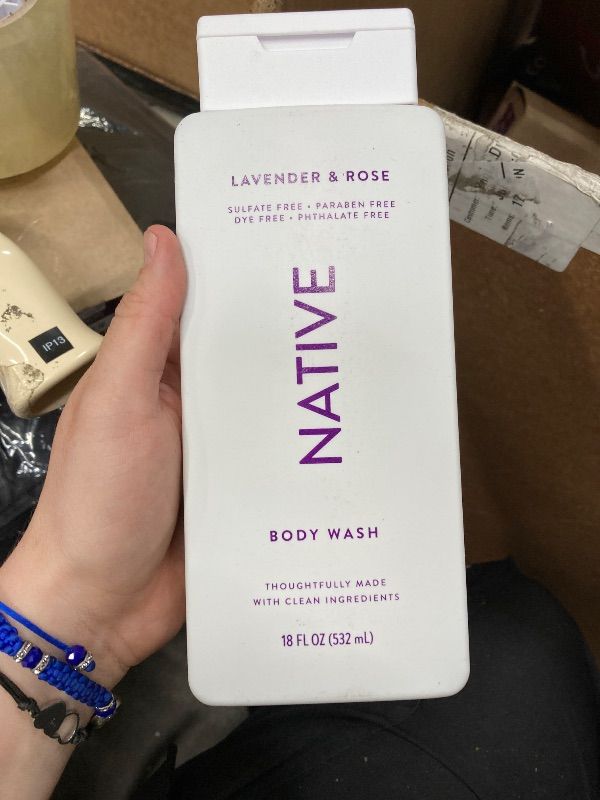 Photo 1 of ****used***Native Clean Body Wash, Gentle & pH-balanced for Sensitive Skin, 24-Hr Freshness for Women & Men, Vegan & Cruelty-Free, Free of Sulfates, Parabens & Phthalates, Lavender & Rose, 18 fl oz