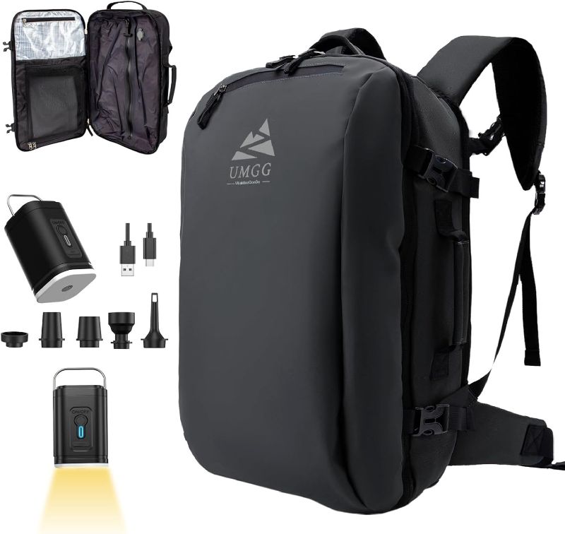 Photo 1 of ***MISSING PUMP AND ACCESSORIES****UTIAMIAOGONGO Vacuum Travel Backpack 60L with Air Pump Vacuum Water Resistant Air Compression System Carry On Suitcase Luggage with Rain Cover Black
