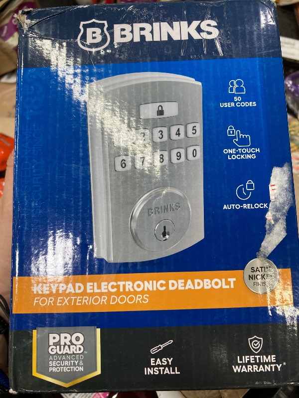 Photo 1 of **  No key**
 Kwikset Powerbolt 250 10-Button Keypad Satin Nickel Transitional Electronic Deadbolt Door Lock, Featuring Convenient Keyless Entry, Customizable User Codes, and Auto-Locking