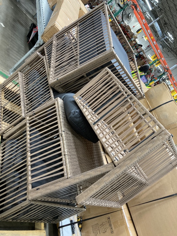 Photo 1 of ***DAMAGED -SELLING AS IS *** Pamapic Pieces Outdoor Sectional Set, All-Weather PE Rattan Patio Conversation Set, Wicker Adjustable Patio Furniture Set with Washable Cushions Covers and Coffee Table, Brown Rattan, Gray Cushion ***USED -CUSHIONS DUST/DIR
