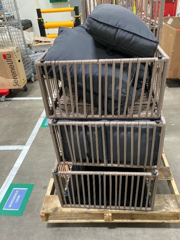 Photo 1 of ***DAMAGED -SELLING AS IS *** Pamapic Pieces Outdoor Sectional Set, All-Weather PE Rattan Patio Conversation Set, Wicker Adjustable Patio Furniture Set with Washable Cushions Covers and Coffee Table, Brown Rattan, Gray Cushion ***USED -CUSHIONS DUST/DIR