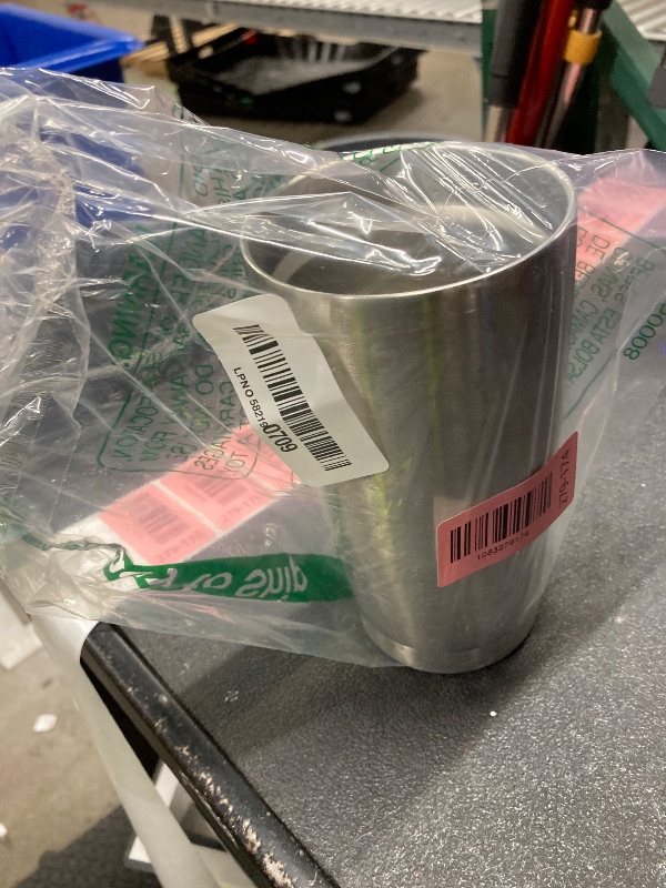 Photo 1 of    **It does not have a lid.
DOMICARE 20oz Stainless Steel Tumbler Bulk with Lid, Double Wall Vacuum Insulated Travel Mug, Powder Coated Coffee Cup, Stainless Steel, 1 Pack