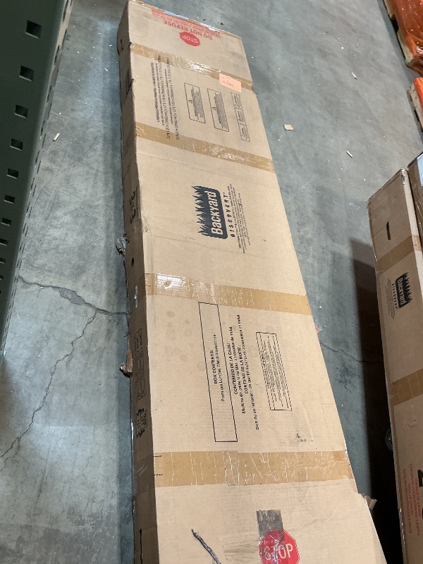 Photo 1 of **3 boxes. Minor scrape damage. **Backyard Discovery Beaumont 12' x 12' Traditional Cedar Wood Pergola Kit with Trellis Roof, All-Season Durability, High-Wind Rating, PowerPort, Shade for Outdoor Patio, Deck, Garden, and Entertaining