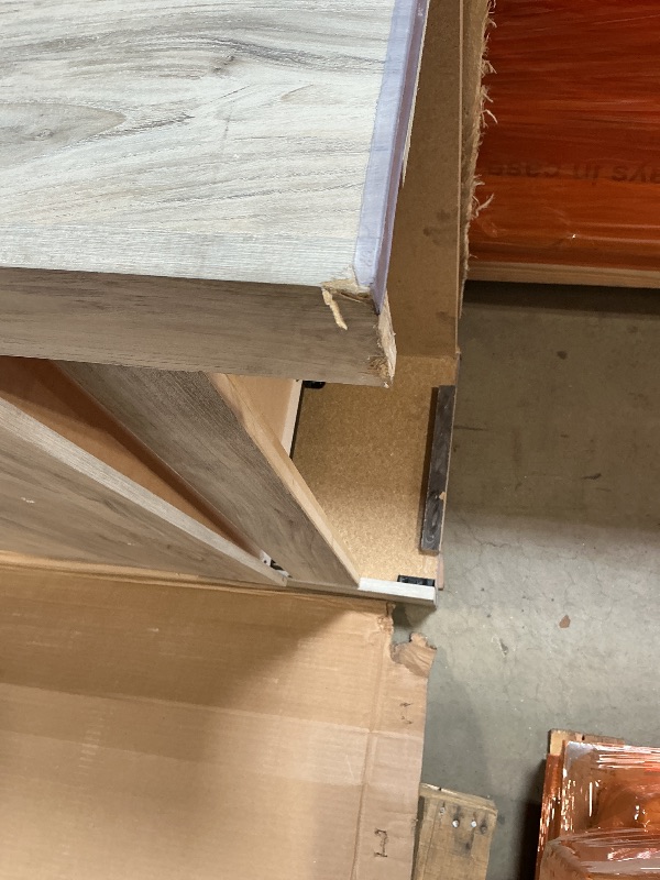 Photo 1 of ** multiple minor scrape damage. Frame on back is cracking.** Signature Design by Ashley Bellaby Vintage Farmhouse 5 Drawer Chest of Drawers, Whitewash