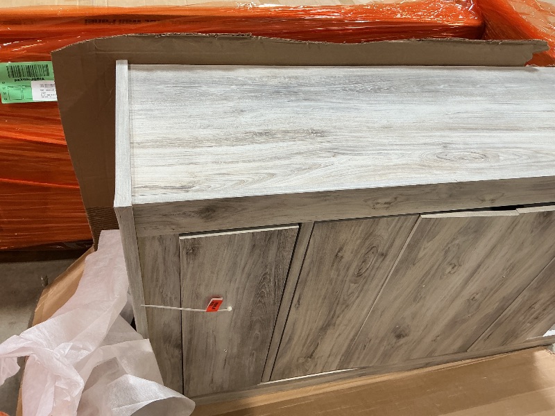 Photo 1 of ** multiple minor scrape damage. Frame on back is cracking.** Signature Design by Ashley Bellaby Vintage Farmhouse 5 Drawer Chest of Drawers, Whitewash