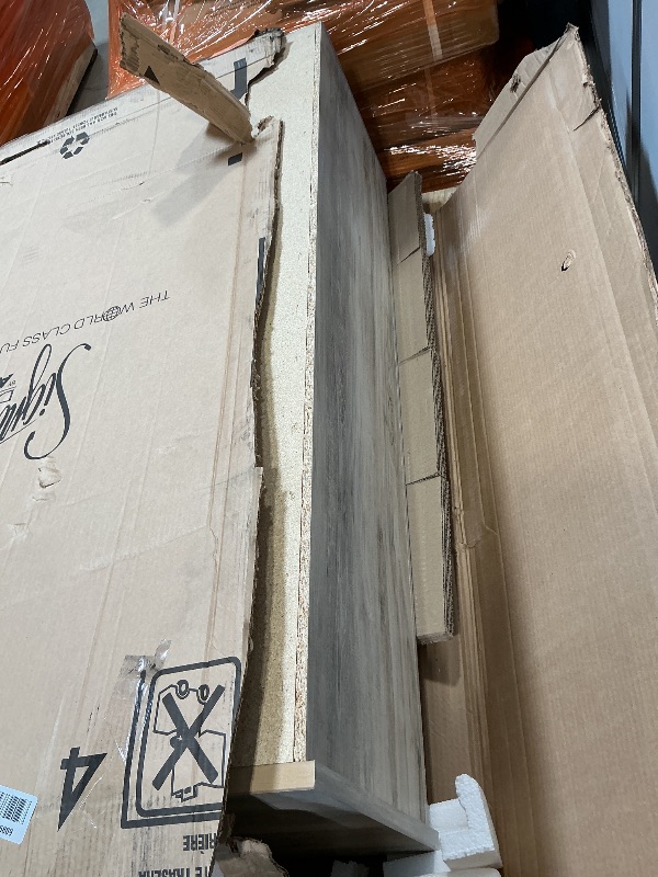 Photo 1 of ** multiple minor scrape damage. Frame on back is cracking.** Signature Design by Ashley Bellaby Vintage Farmhouse 5 Drawer Chest of Drawers, Whitewash