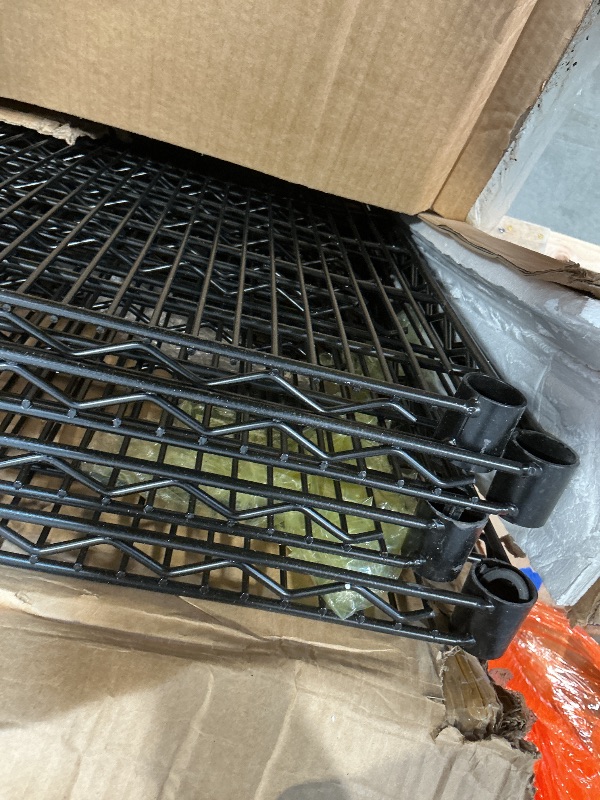 Photo 1 of ** major scrape damage on corners.** 4-Tiers Storage Shelves 73" H Heavy Duty Metal Shelving with Wheels, 2640LBS Load Wire Shelving Rack Garage Shelves for Pantry Kitchen Industrial Warehouse Office, 59" W x 23.9" D