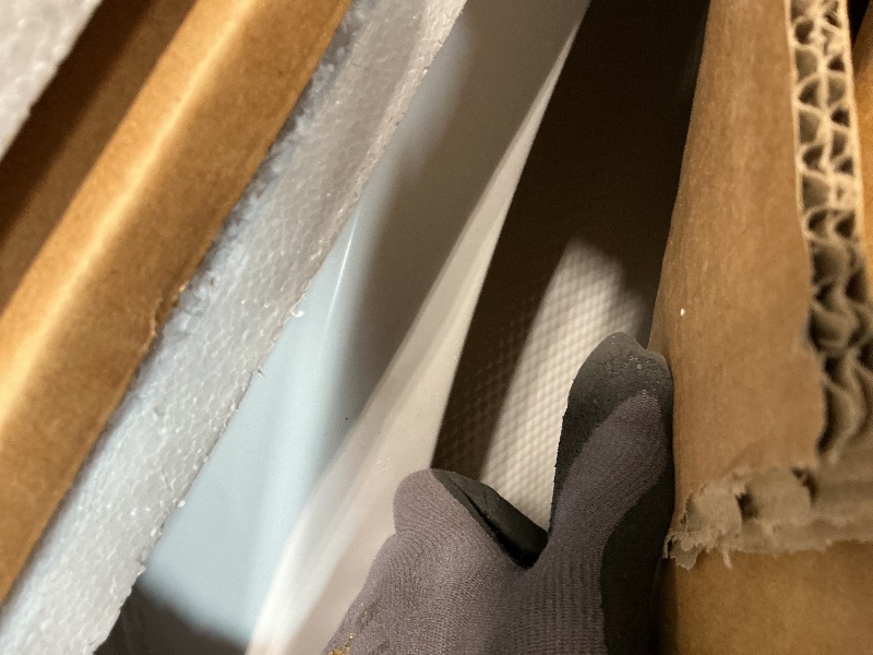 Photo 1 of ** two boxes. Bend/dirt damage. **Ove Decors Breeze 34 in. Corner Shower Clear Sliding Door with Base in Satin Nickel Finish