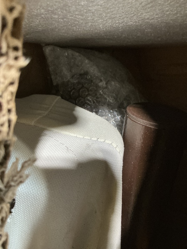 Photo 1 of ***UMBRELLA RIPPED***PARTS ONLY***
JONATHAN Y Beverly 9 ft. Coastal Cream and White Striped Half Patio Umbrella with Scalloped Fringe, Crank Lift, and Manual Tilt for Balcony, Dark Brown Pole UMB1201D