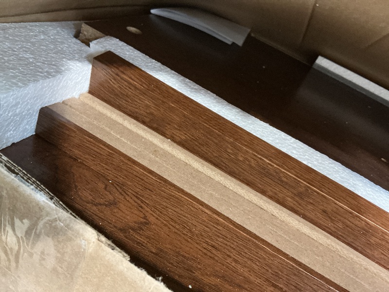 Photo 1 of ** box is dirt damaged**Sauder 5-Shelf Split Bookcase/ Book shelf, Oiled Oak finish