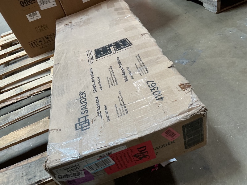 Photo 1 of **FOR PARTS ONLY/ BOX & ASSEMBLY PIECES DAMAGED** Sauder 5-Shelf Split Bookcase/ Book shelf, Oiled Oak finish