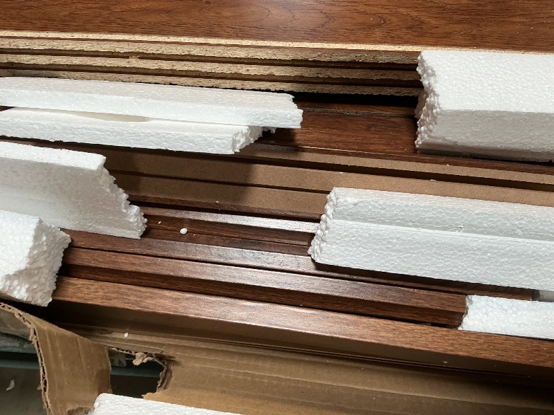 Photo 1 of **FOR PARTS ONLY/ BOX & ASSEMBLY PIECES DAMAGED** Sauder 5-Shelf Split Bookcase/ Book shelf, Oiled Oak finish